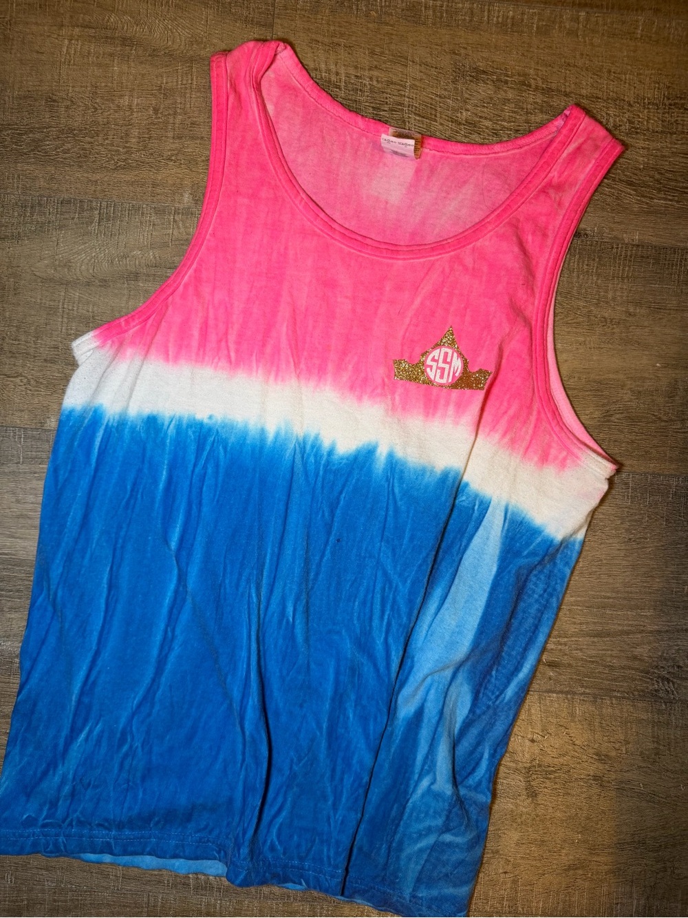 Disney Sleeping Beauty Tie-Dye Tank with Gold SMS monogram - M
